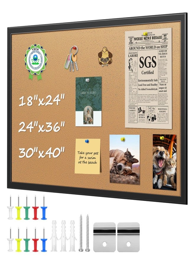 ORIENTOOLS لوحات فلين للجدران من أورينتولز، مقاس 18 × 24 بوصة، لوحة فلين للمكاتب، مع إطار، لوحة دبابيس للتعليق، إطار خشبي، لوحة فلين للمكاتب والمنازل والمدارس - Image 1