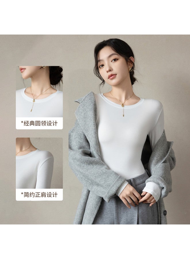 Fenton 2025 Spring/summer Women's Round Neck Comfortable Mid-neck Layering Blouse - Image 3
