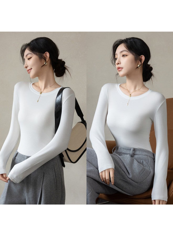 Fenton 2025 Spring/summer Women's Round Neck Comfortable Mid-neck Layering Blouse - Image 5