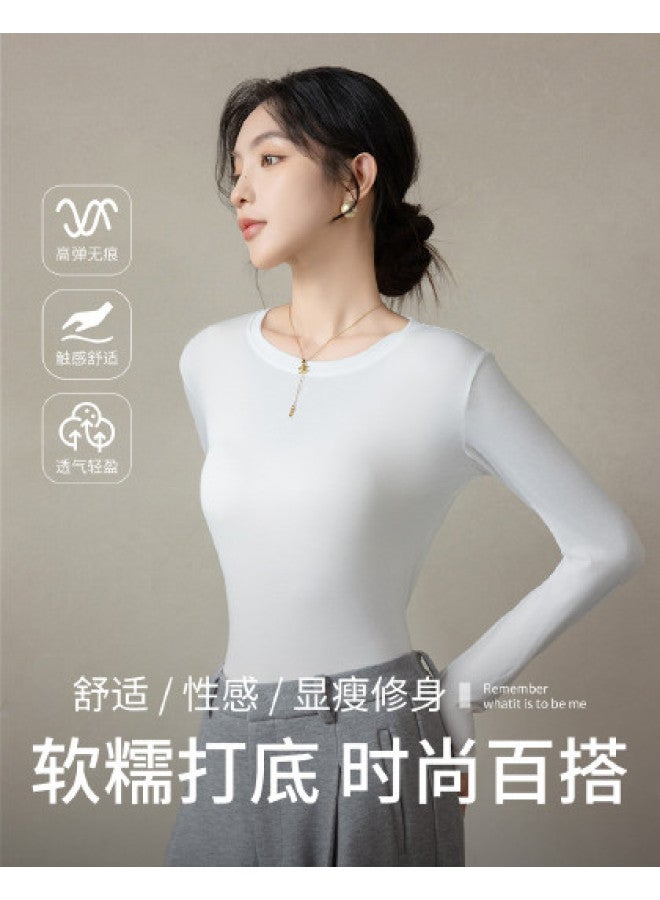 Fenton 2025 Spring/summer Women's Round Neck Comfortable Mid-neck Layering Blouse - Image 1