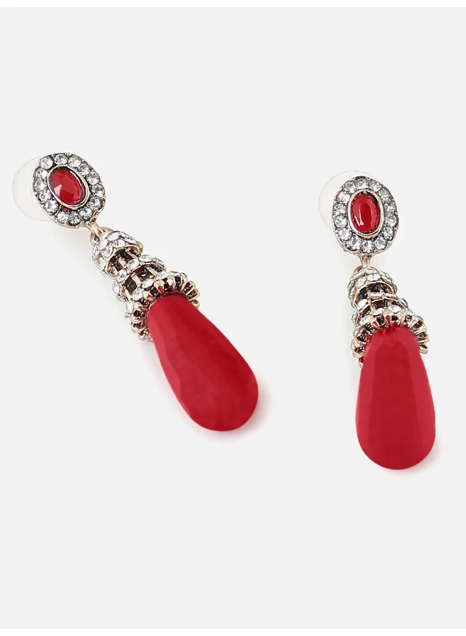 سوهي قرط متدلي من الحجر مصمم مطلي بالذهب