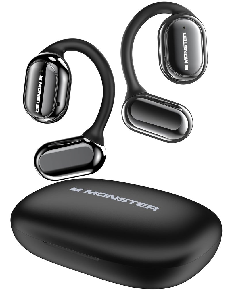Monster Open Free AC100 Open Ear Bluetooth 53 Headphones Wireless Earbuds with Earhooks Immersive Stereo Sound by 16mm Large Driver Clear Calls 30H Playtime for Workout Black - Image 2