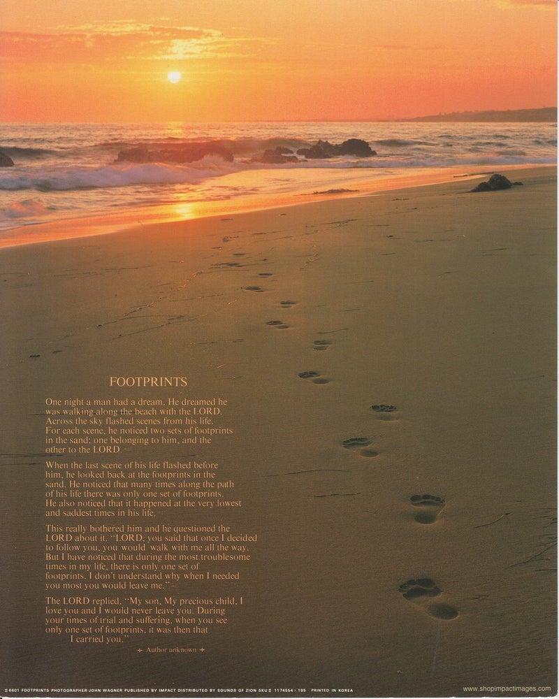 Impact Posters Gallery Footprints Poster in the Sand Motivational Wall Decor Art Print (16x20) - Image 1