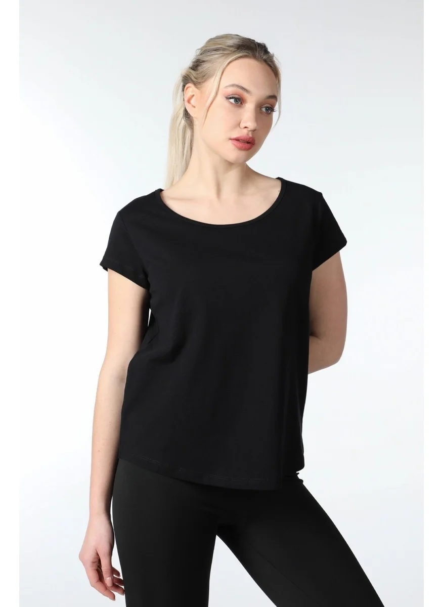 Defy'S Women's Short Sleeve Boat Neck T-Shirt Black