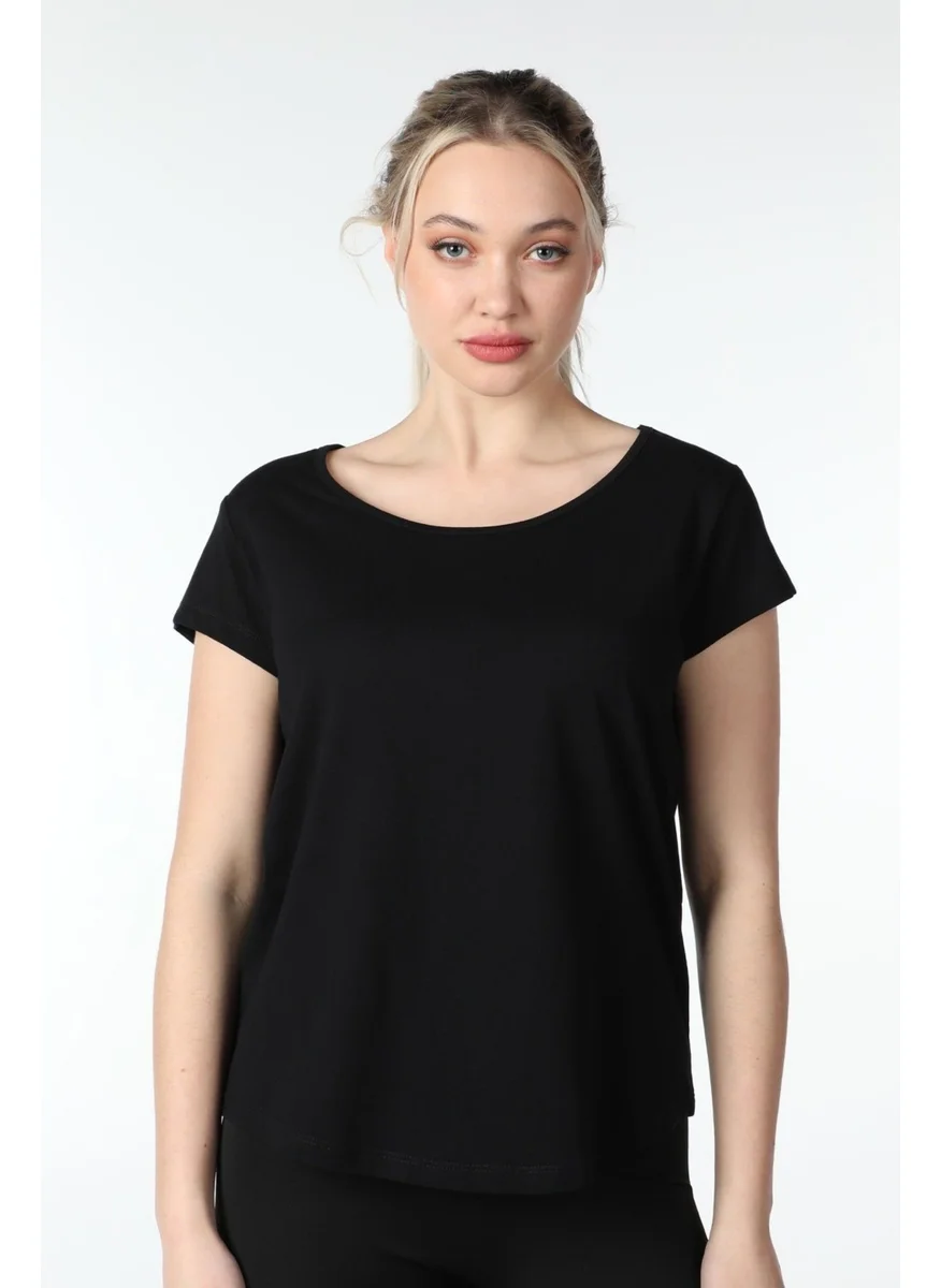 Defy'S Women's Short Sleeve Boat Neck T-Shirt Black