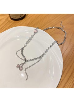 South Korea Silver Titanium Steel Necklace For Girls Versatile High Sense Niche Pearl Butterfly Pendant Clavicle Chain Jewelry
