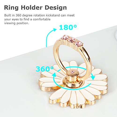 WATACHE Finger Ring Stand, 2 Pack Luxury Glitter Diamond Universal Metal Smartphone Finger Ring Grip Holder Kickstand for iPhone/iPad/Samsung/HTC/Nokia/Cellphones/Tablet,Round[White+Pink] - Image 3