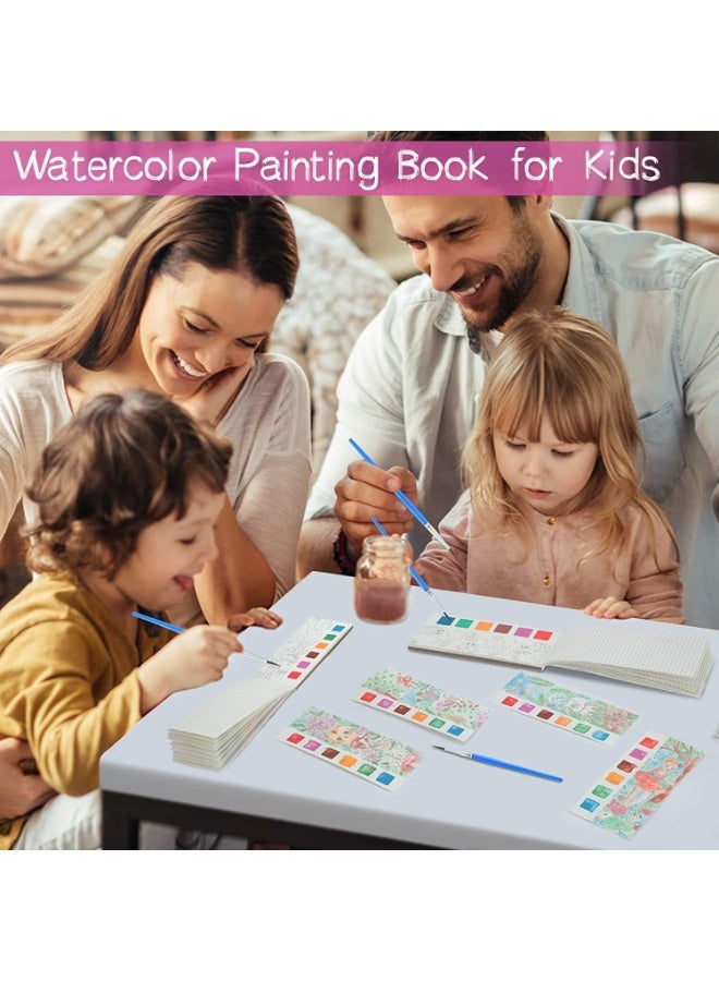 MiDeer 2PCS Pocket Watercolor Painting Book with Brushesn Pocket Watercolor Drawing Book Watercolor Paint Bookmark Magic Water Coloring Books for Kids School Improve Your Child's Creativity & Concentration - Image 4