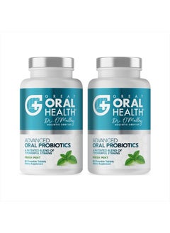 Oral Probiotics for Mouth Bad Breath Treatment for Adults: Dentist Formulated BLIS K12 M18 Advanced Oral Probiotics for Teeth and Gums, 60 Chewable Oral Health Probiotics Supplement Tablets (Mint 2pk)