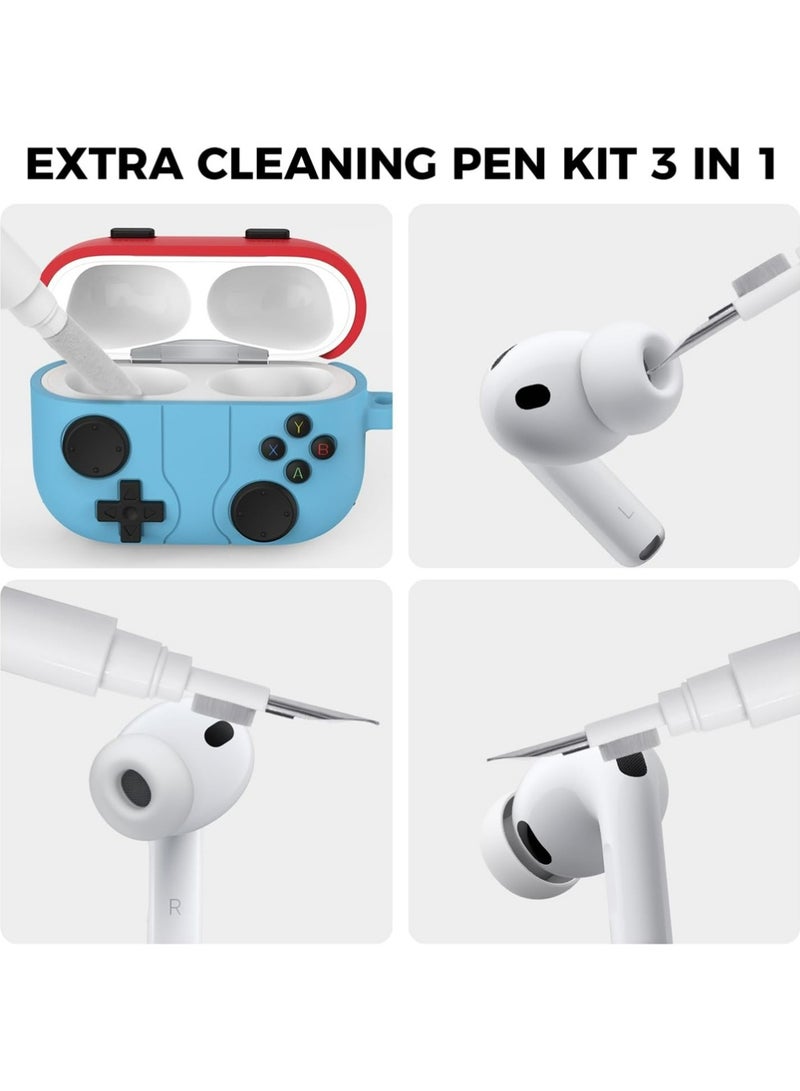 إكس ليفيل غطاء حالة AirPods Pro 3 مع مجموعة تنظيف تصميم وحدة تحكم الألعاب المحمولة الرجعية لشركة AirPods Pro من الجيل الثالث غطاء السيليكون الوقائي الناعم لشركة Apple AirPods Pro من الجيل الثالث 2025 - Image 4