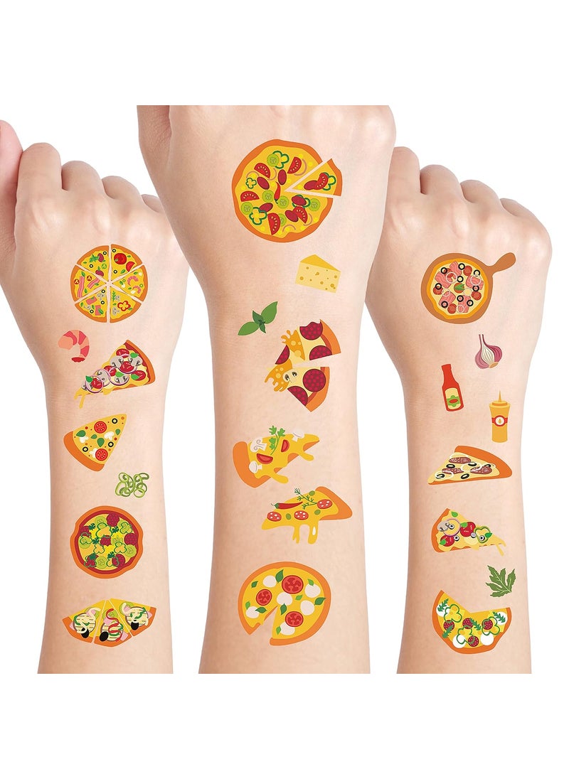 Cleverplay - 24 Sheets Pizza Temporary Tattoos, Birthday Decorations Pizza Party Favors - Image 1