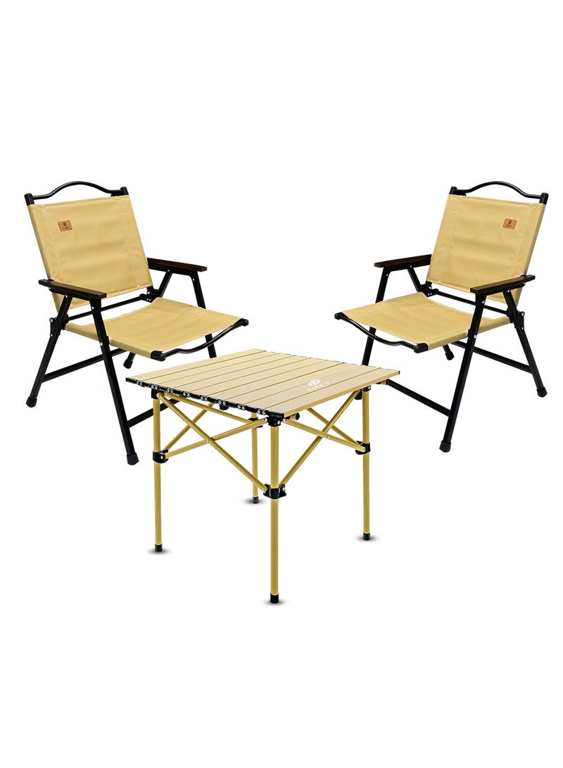 توبيز طقم التخييم الخارجي من توبـي – طاولة ألمنيوم قابلة للطي مع حقيبة حمل + كرسيين قابلين للطي متينين ومريحين للتنزه والشاطئ والرحلات - Image 1
