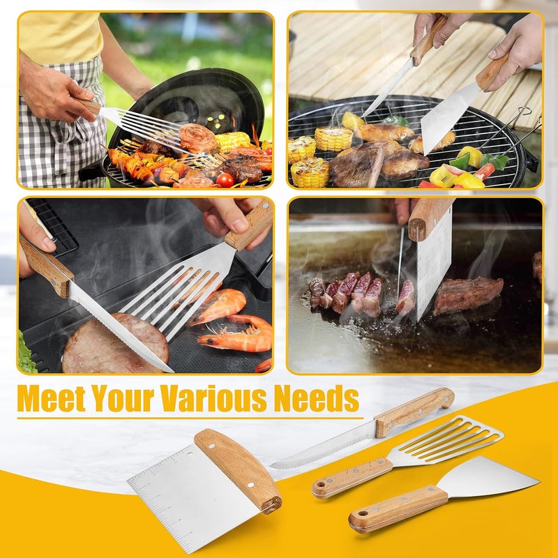 HaSteeL مجموعة إكسسوارات صينية هاستيل مكونة من 20 قطعة، تشمل أدوات مطبخ كاملة من الفولاذ المقاوم للصدأ، بالإضافة إلى قبعة ذوبان بقطر 9 بوصات، وملعقة معدنية قوية، ومكبس من الحديد الزهر للاستخدام على الأسطح المسطحة مثل صينيات التيبانياكي والباربيكيو في الهواء الطلق. - Image 5