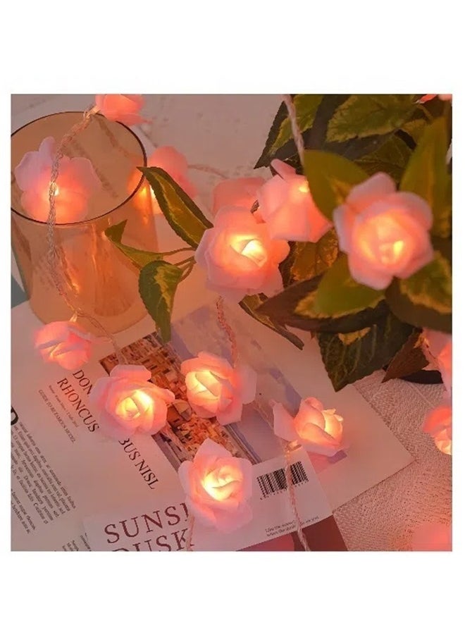 yongsheng Decorative Rose Shaped LED String Light 3m，Birthday Pink Rose Flower String Lights Battery Operated, Flower Fairy String Light 20 LED Lights Decorations for Party Wedding Mother's Day Anniversary Valentines  - Image 3