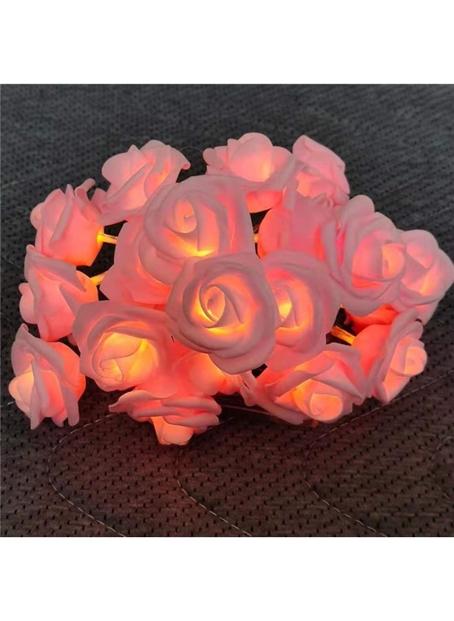 yongsheng Decorative Rose Shaped LED String Light 3m，Birthday Pink Rose Flower String Lights Battery Operated, Flower Fairy String Light 20 LED Lights Decorations for Party Wedding Mother's Day Anniversary Valentines  - Image 4