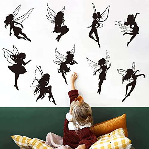 WOYINIS Black Fairy Girls Room Wall Decal DIY Cute Fairy with Large Wings Silhouette Wall Stickers Murals Decor Peel Stick Baby Nursery Room Kids Bedroom Playroom Wall Decoration - Image 3