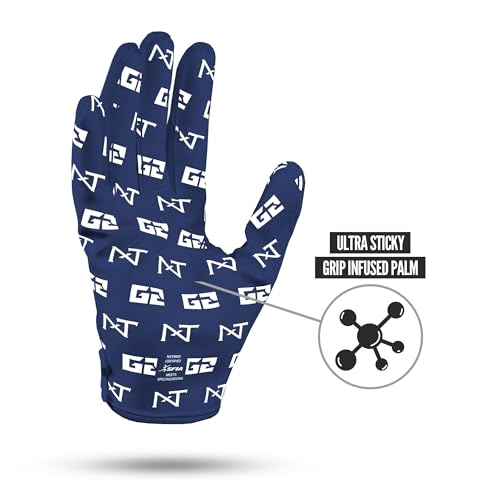 NXT NXTRND Nxtrnd G2 Pro Football Gloves Mens Ultra Sticky Elite Receiver Gloves Navy Blue Medium - Image 3