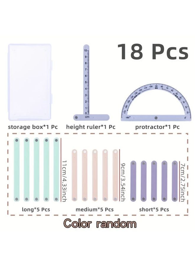 18 Pcs FlexiLearn Magnetic Geometry Set With Protractors For Math Shape Exploration - Image 3