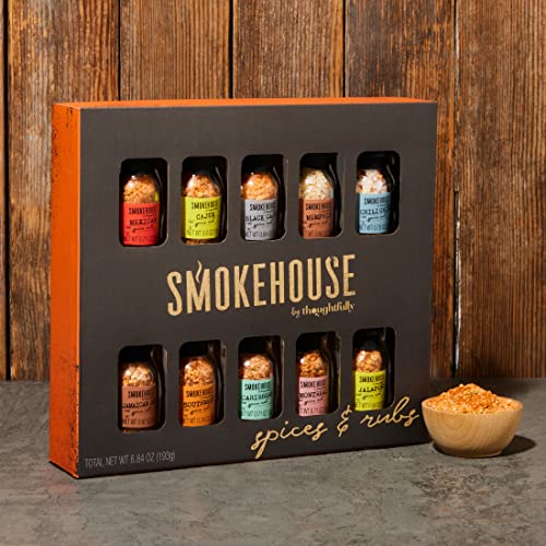 Thoughtfully Smokehouse by Thoughtfully, Gourmet Grilling Spice Set in Mini Glass Bottles, Vegan and Vegetarian, Grill Seasoning Flavors Include Caribbean, Jamaican Jerk, Jalapeno, Montreal and More, Pack of 10 - Image 3