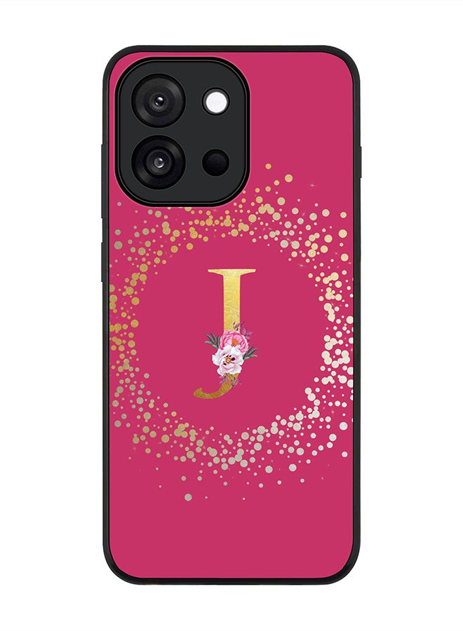 For OnePlus 13s / 13T Case,Slim fit Camera Protection, Shockproof Thin Phone cover  - Custom Monogram Floral - J ( Deep Pink )