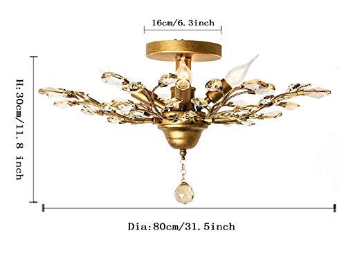 Garwarm Vintage K9 Clear Crystal Chandeliers Ceiling Lights Crystal Pendant Lighting Ceiling Light Fixtures Chandeliers Lighting for Living Room Bedroom Restaurant Porch Chandelier (5 Light,Gold) - Image 2