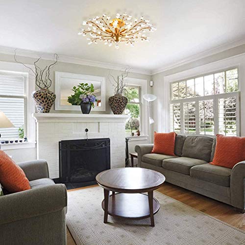 Garwarm Vintage K9 Clear Crystal Chandeliers Ceiling Lights Crystal Pendant Lighting Ceiling Light Fixtures Chandeliers Lighting for Living Room Bedroom Restaurant Porch Chandelier (5 Light,Gold) - Image 4