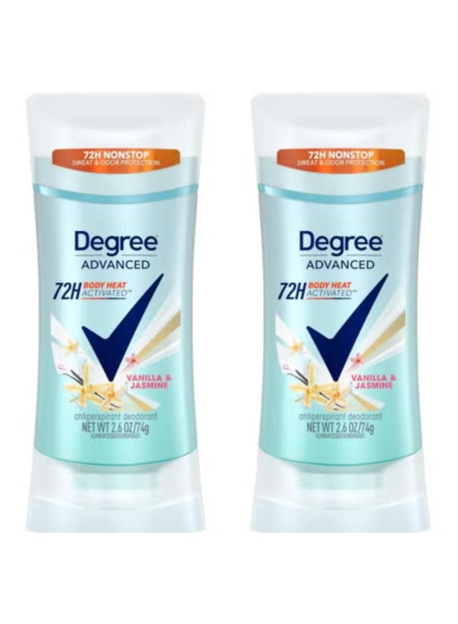 Degree Pack Of 2 Pcs Advanced Antiperspirant Deodorant Vanilla & Jasmine 72-Hour Sweat & Odor Protection Antiperspirant For Women with MotionSense Technology 74 g - Image 1