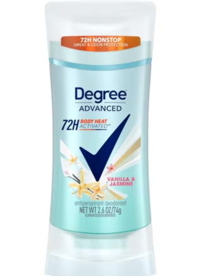 Degree Pack Of 2 Pcs Advanced Antiperspirant Deodorant Vanilla & Jasmine 72-Hour Sweat & Odor Protection Antiperspirant For Women with MotionSense Technology 74 g - Image 2