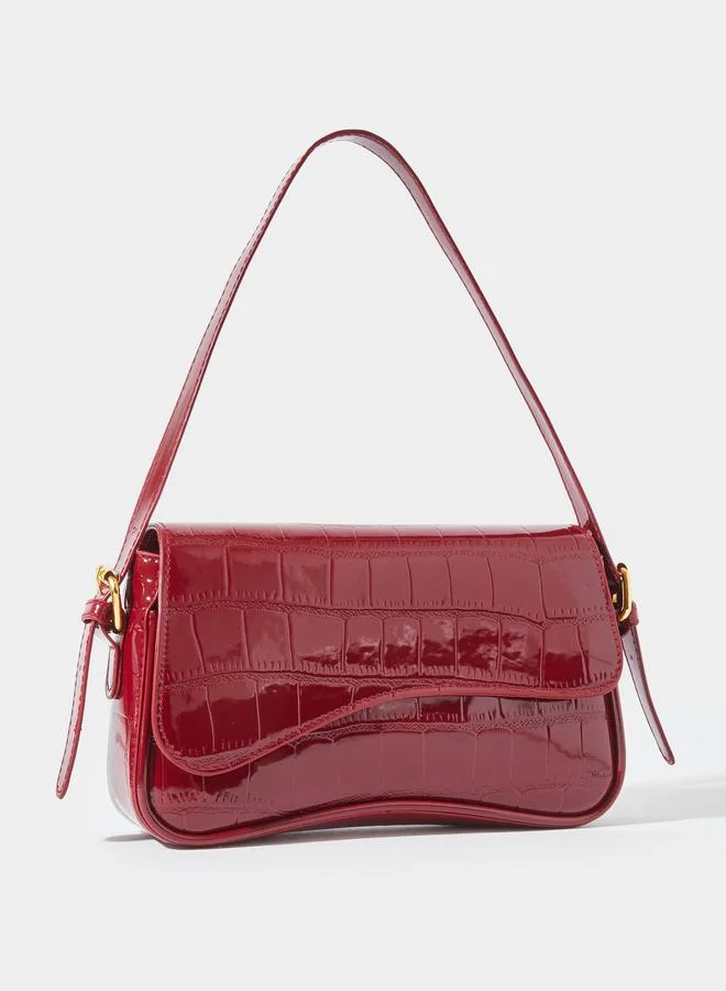 ستايلي Red Textured Flap Shoulder Bag