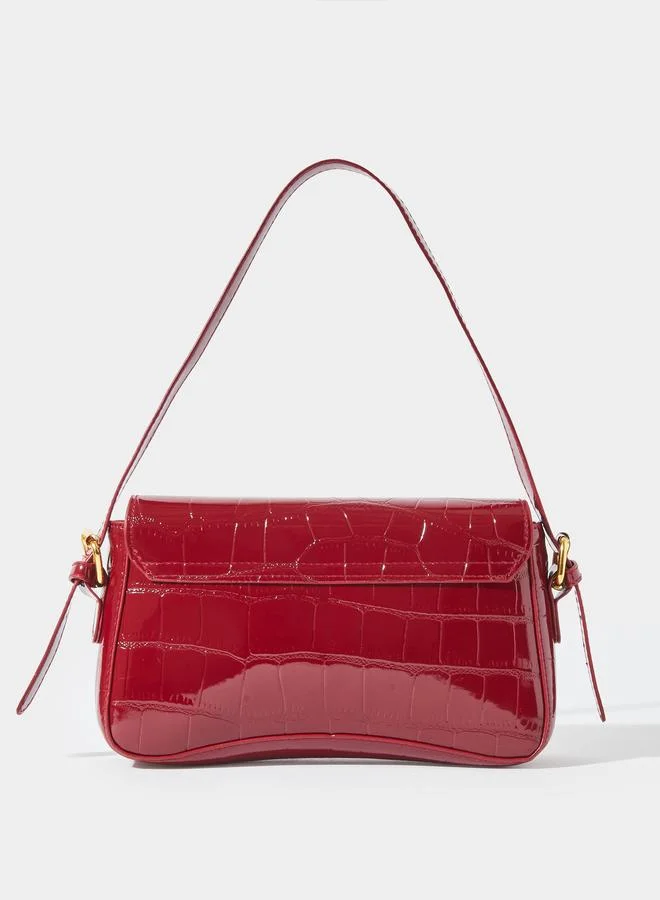 ستايلي Red Textured Flap Shoulder Bag