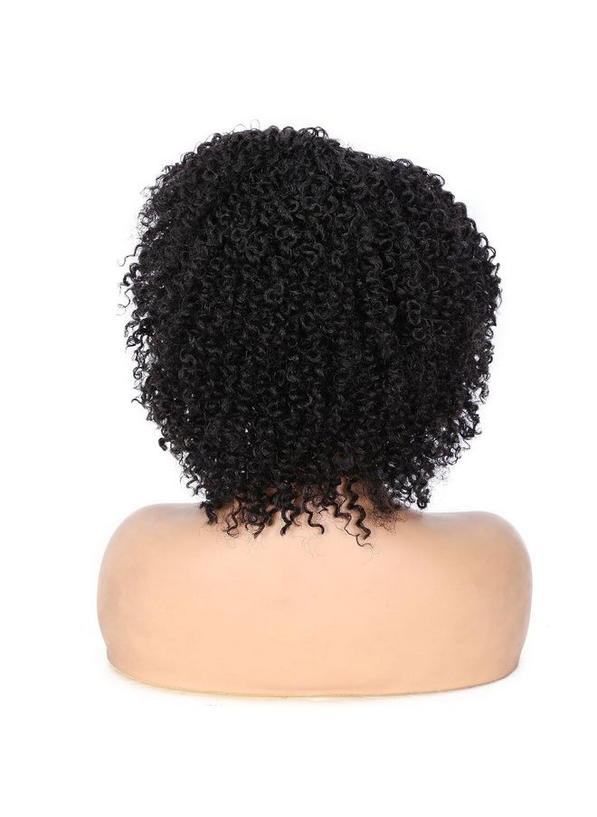 Quantum Love - Short Kinky Curly Wigs Side Part Afro Curly Wig For Black Women Twist Out African American Synthetic Wigs (Black 6 Inches) - Image 1