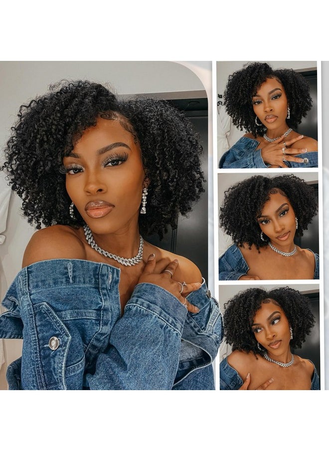 Quantum Love - Short Kinky Curly Wigs Side Part Afro Curly Wig For Black Women Twist Out African American Synthetic Wigs (Black 6 Inches) - Image 1