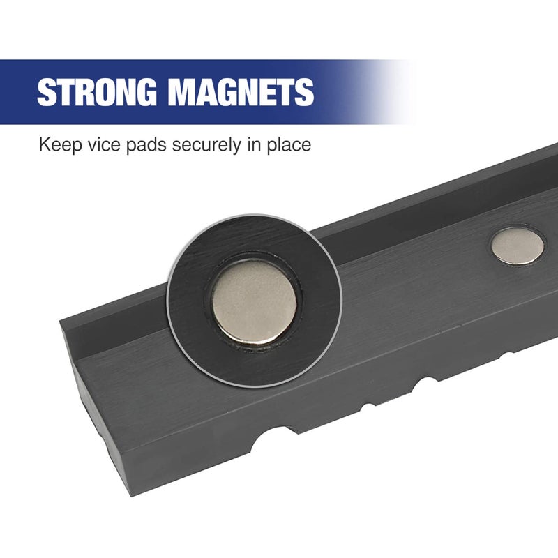 WORKPRO 2-Pair Vise Jaw Pads 6 inch & 5.5 inch, Magnetic Vice Jaw Covers Protectors, 5-1/2 inch Multi-Groove Jaw Pads and 6 inch Aluminum Pads Set - Image 5