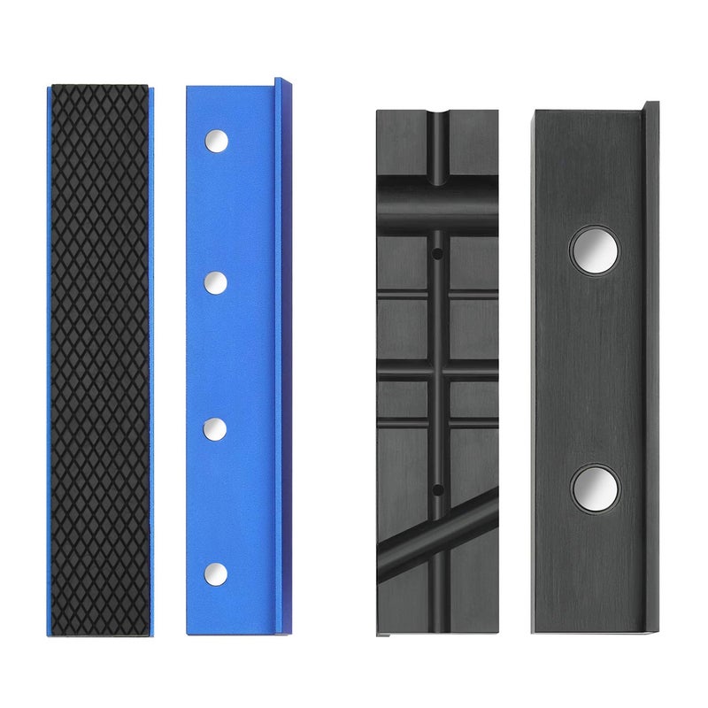 WORKPRO 2-Pair Vise Jaw Pads 6 inch & 5.5 inch, Magnetic Vice Jaw Covers Protectors, 5-1/2 inch Multi-Groove Jaw Pads and 6 inch Aluminum Pads Set - Image 1
