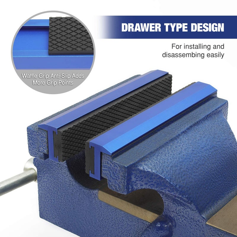 WORKPRO 2-Pair Vise Jaw Pads 6 inch & 5.5 inch, Magnetic Vice Jaw Covers Protectors, 5-1/2 inch Multi-Groove Jaw Pads and 6 inch Aluminum Pads Set - Image 4