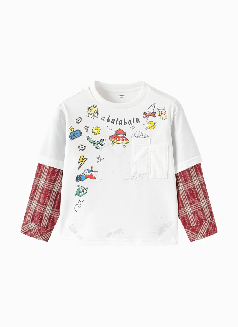 Balabala Toddler Boys Round neck long-sleeved T-shirt