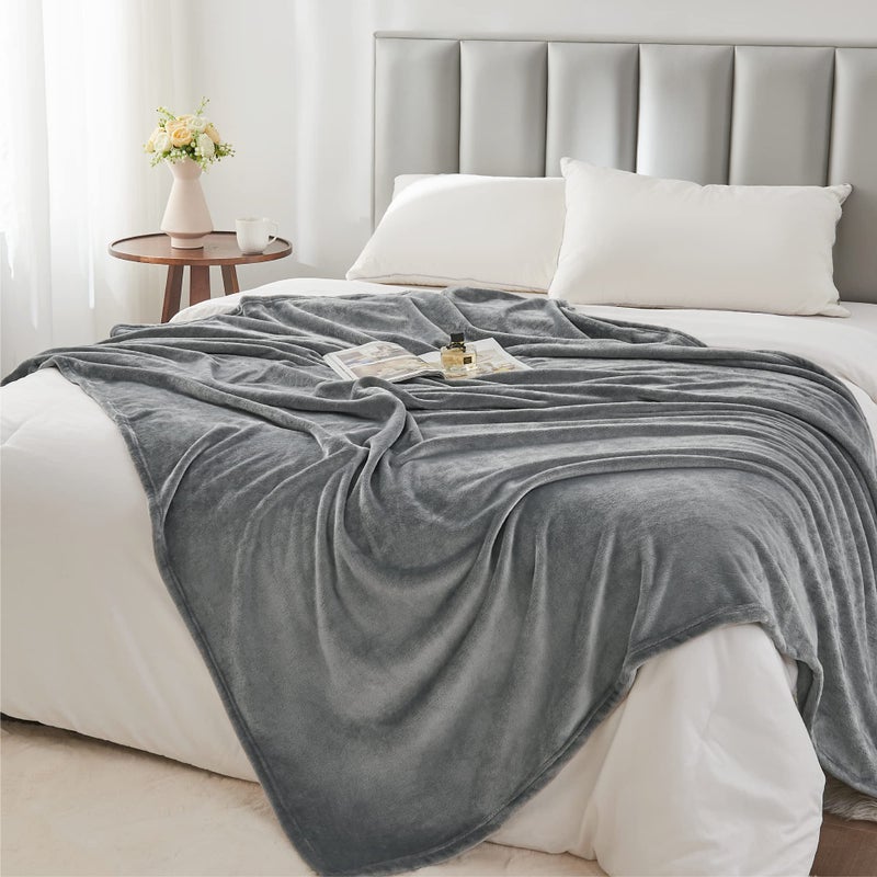BEDELITE Fleece Blankets Queen Size Grey Throw Blankets for Bed  Luxury Plush Cozy Fuzzy Blanket 90x90 inches  Super Soft Warm Lightweight Throw Blanket All Seasons Suitable - Image 5