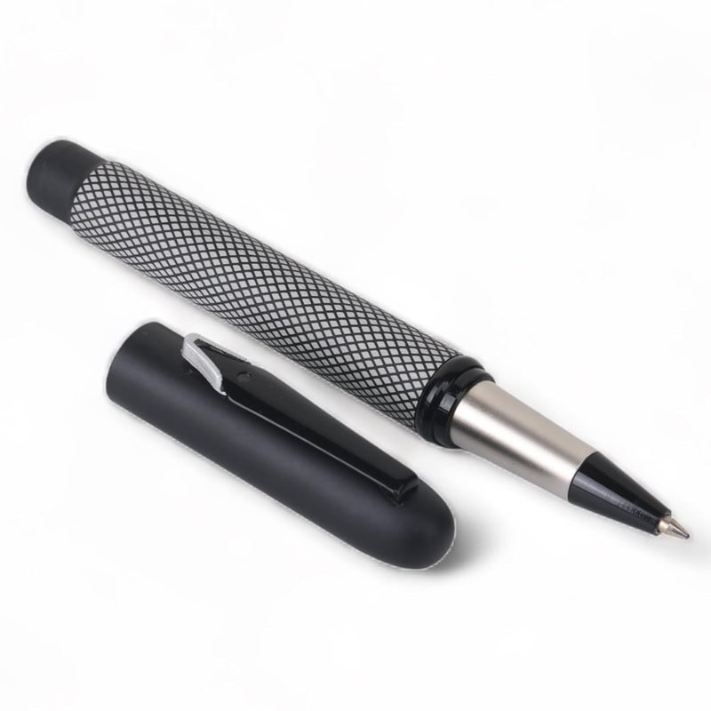crewtone 20426 Luxury Esthetic Roller Ball Pen Auto Closer Megnatic Cap Ruby Check Metal Pen with Black Nib Shape Clip Pen Gift Set For Men & Women, Professional, Executive, Nice Pen With Gift Box. - Image 1
