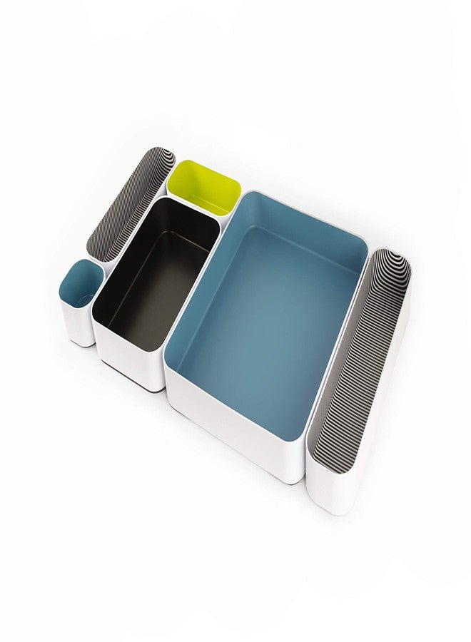 Three by Three Seattle 6 Piece Metal Organizer Tray Set for Storing Makeup, Stationery, Utensils, and More in Office Desk, Kitchen and Bathroom Drawers (2 Inch, Assorted Colors, Stripes) - Image 4