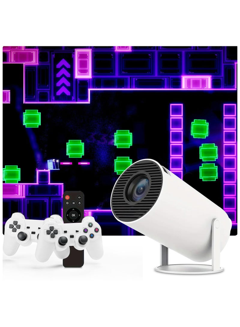 Topleo Game Projector and 2 Retro Gaming Consoles, Mini Projector with Wifi and Bluetooth, Small Portable Outdoor Movie Projector, Arcade Vision Smart HD Projector with Built in 10,000+ Retro Games - Image 1