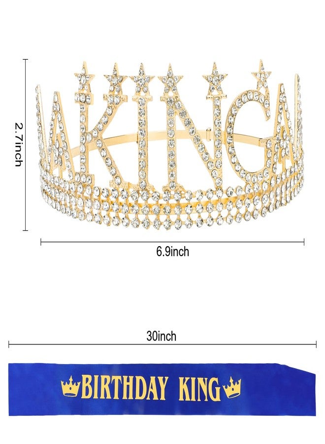 Amariver Birthday King Crown and Sash for Men Gold King Tiaras for Birthday Party Decorations - Image 3