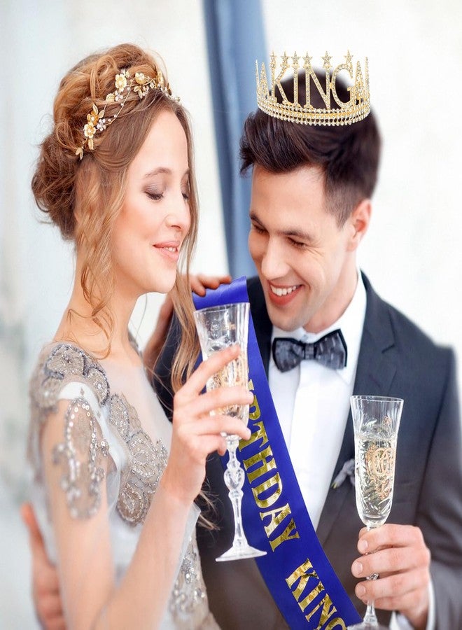 Amariver Birthday King Crown and Sash for Men Gold King Tiaras for Birthday Party Decorations - Image 4