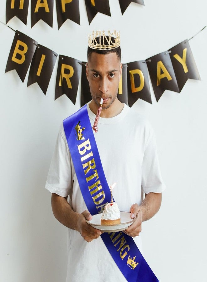 Amariver Birthday King Crown and Sash for Men Gold King Tiaras for Birthday Party Decorations - Image 5