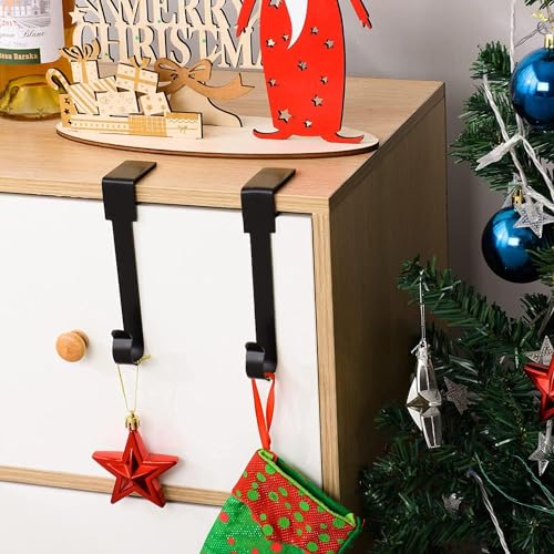 Guojanfon 4 Pack Christmas Stockings Holder Hanger, Metal Hooks for Hanging Christmas Stockings,Stocking Holders for Mantle for Christmas Decorations (Black) - Image 5