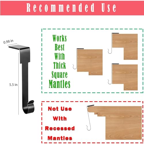 Guojanfon 4 Pack Christmas Stockings Holder Hanger, Metal Hooks for Hanging Christmas Stockings,Stocking Holders for Mantle for Christmas Decorations (Black) - Image 2