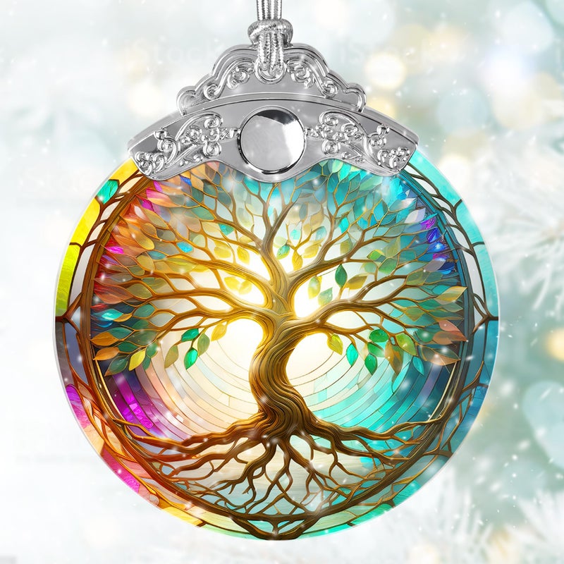 Jocidea Tree of Life Suncatcher  Jocidea Stained Glass Window Hanging  Christmas Ornament  Tree of Life Ornaments for Christmas Tree  Tree of Life Home Decor  Holiday Decor  Christmas Decor - Image 2