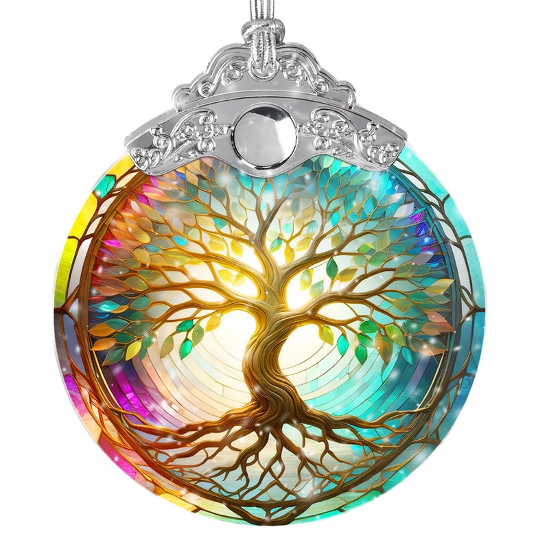 Jocidea Tree of Life Suncatcher  Jocidea Stained Glass Window Hanging  Christmas Ornament  Tree of Life Ornaments for Christmas Tree  Tree of Life Home Decor  Holiday Decor  Christmas Decor - Image 1