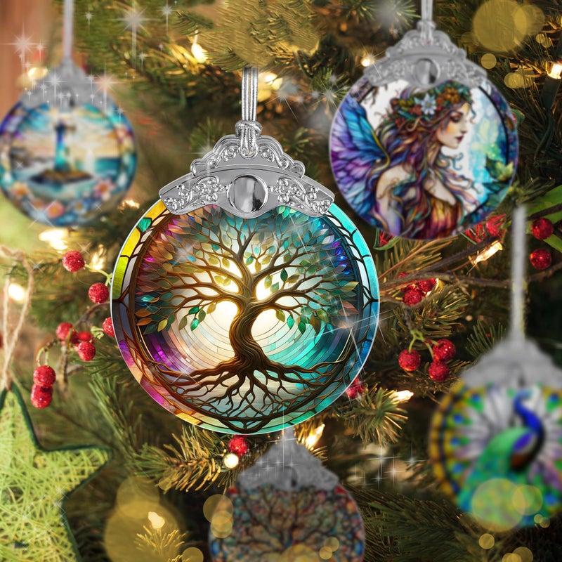 Jocidea Tree of Life Suncatcher  Jocidea Stained Glass Window Hanging  Christmas Ornament  Tree of Life Ornaments for Christmas Tree  Tree of Life Home Decor  Holiday Decor  Christmas Decor - Image 3