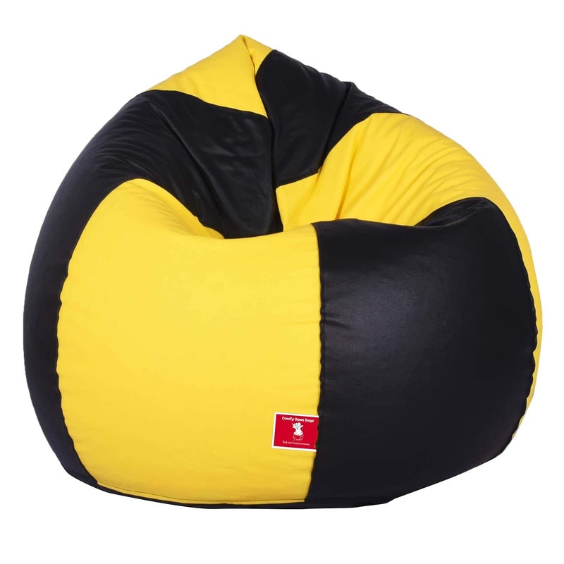 ComfyBean Bean Bag Cover Without Fillers Bean Bag Size Jumbo Color Black Yellow - Image 1