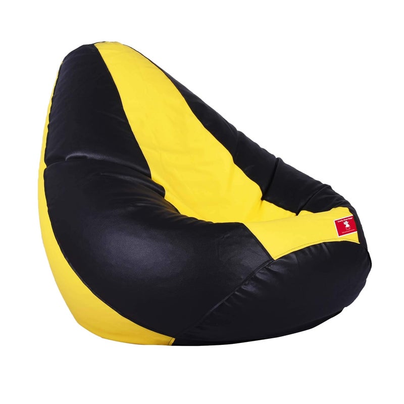 ComfyBean Bean Bag Cover Without Fillers Bean Bag Size Jumbo Color Black Yellow - Image 4